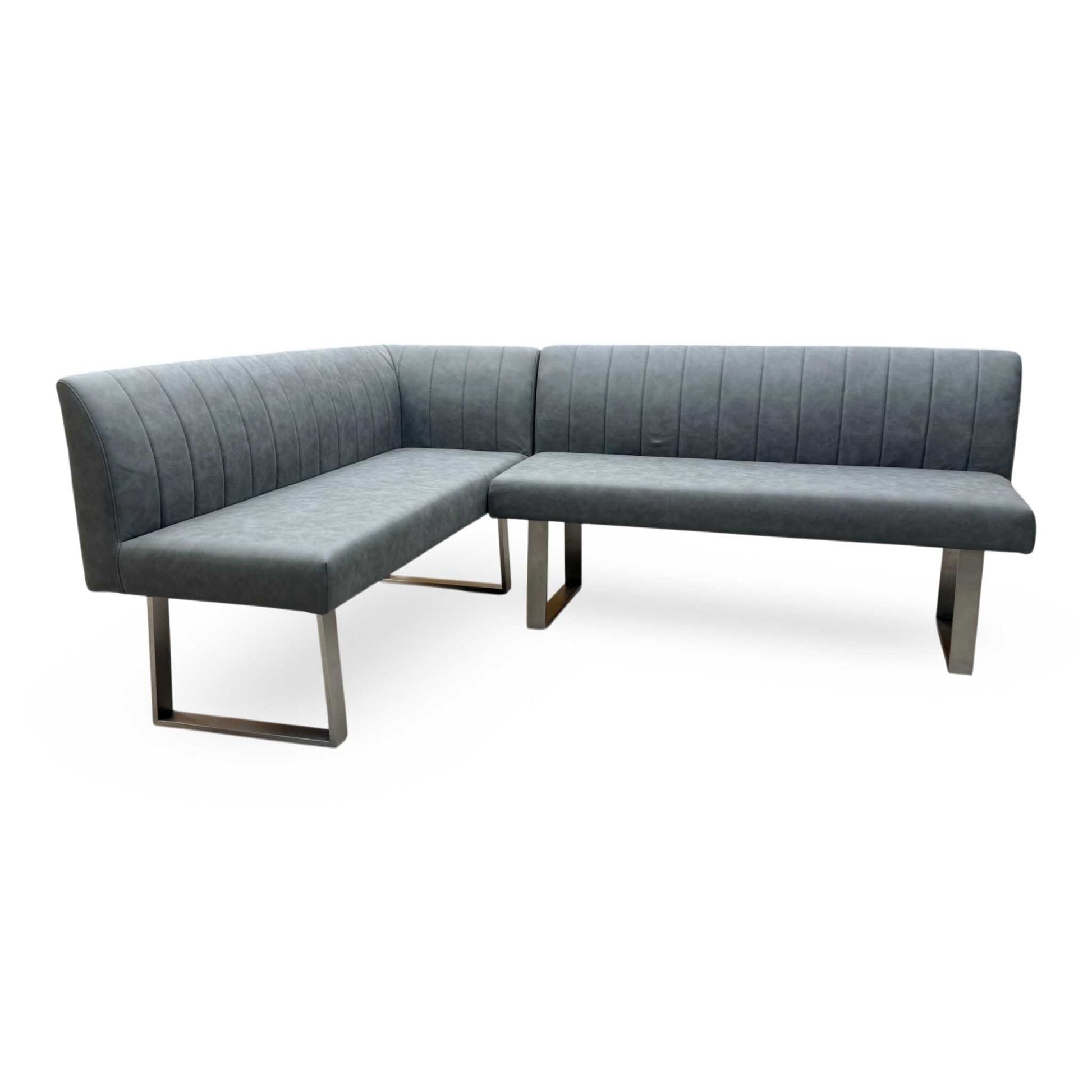 'Grigio' Grey Faux Leather Left-Hand Facing Corner Dining Bench Furniture Village