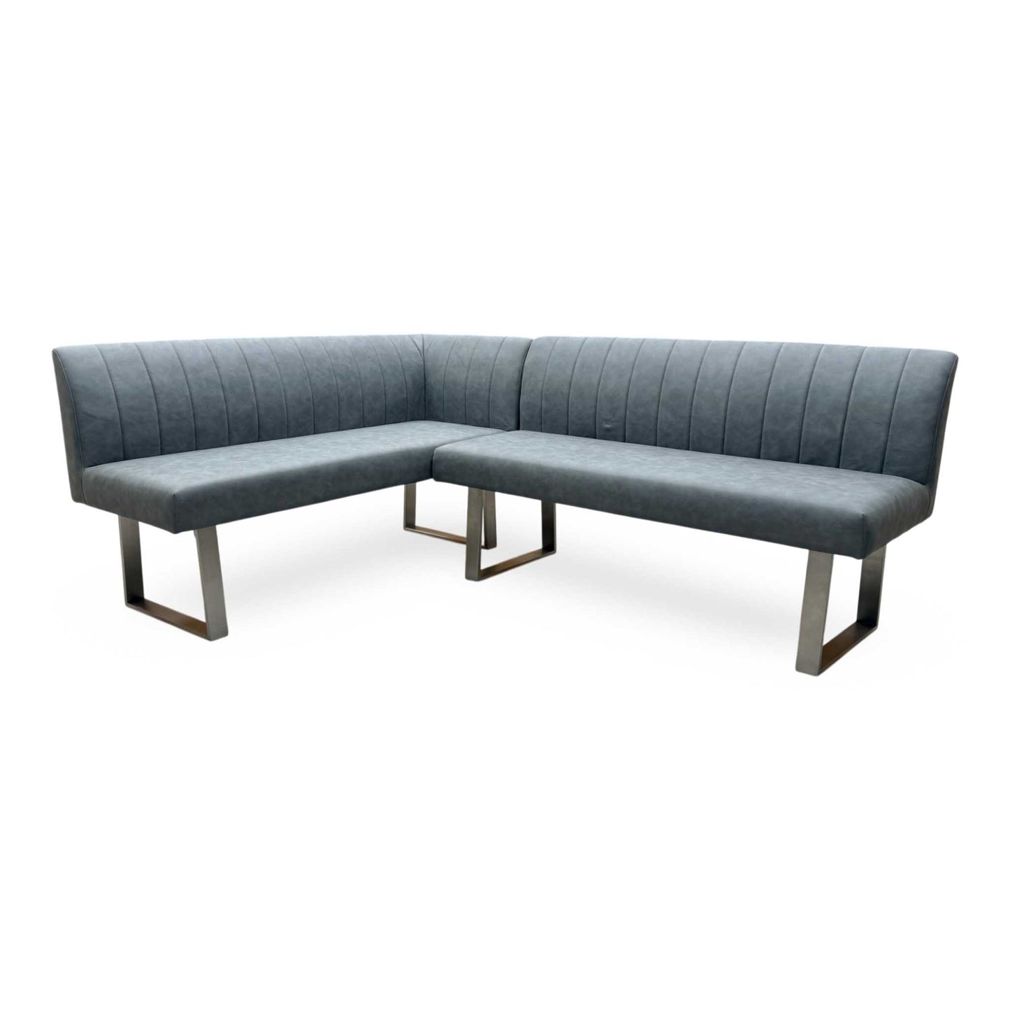 'Grigio' Grey Faux Leather Left-Hand Facing Corner Dining Bench Furniture Village