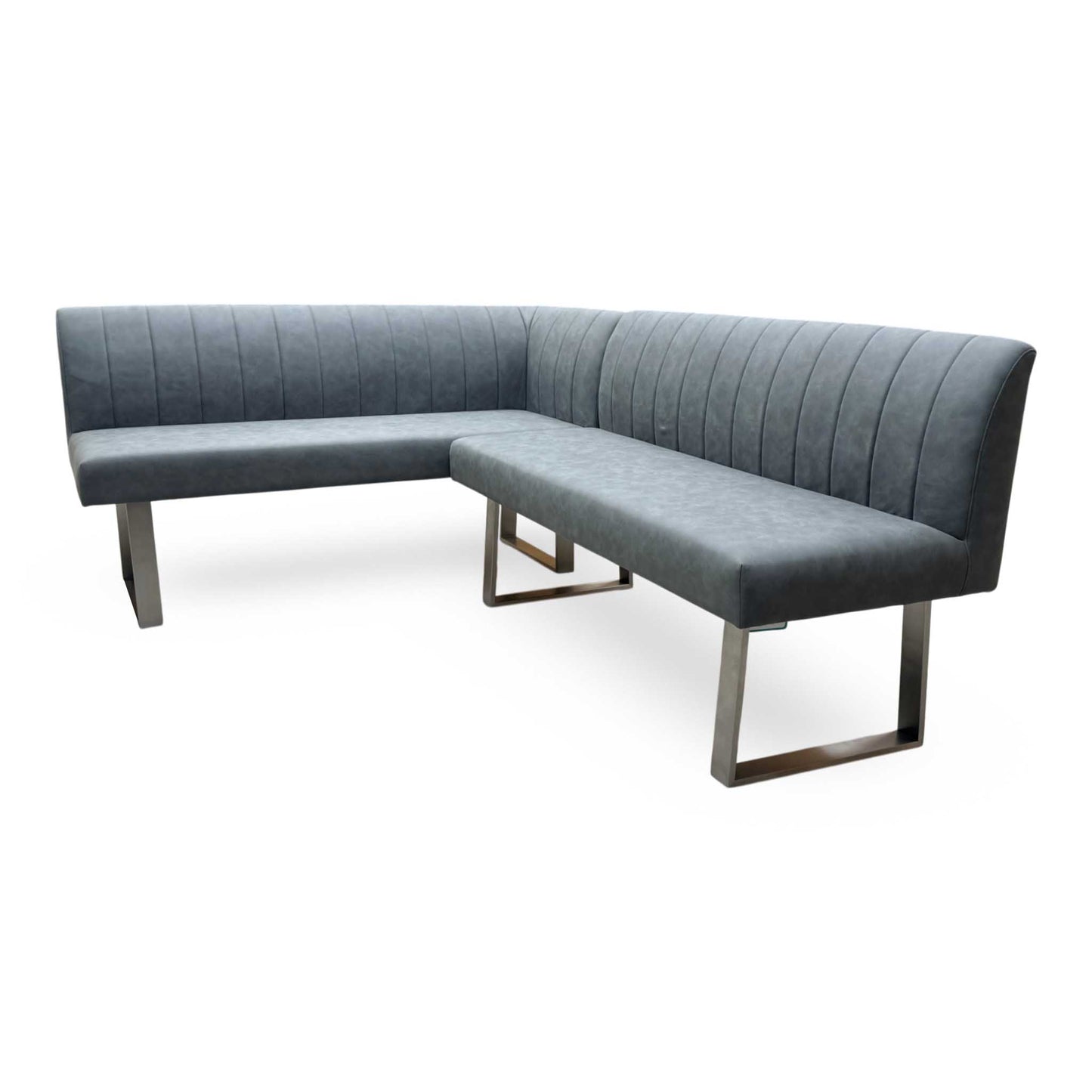 'Grigio' Grey Faux Leather Left-Hand Facing Corner Dining Bench Furniture Village