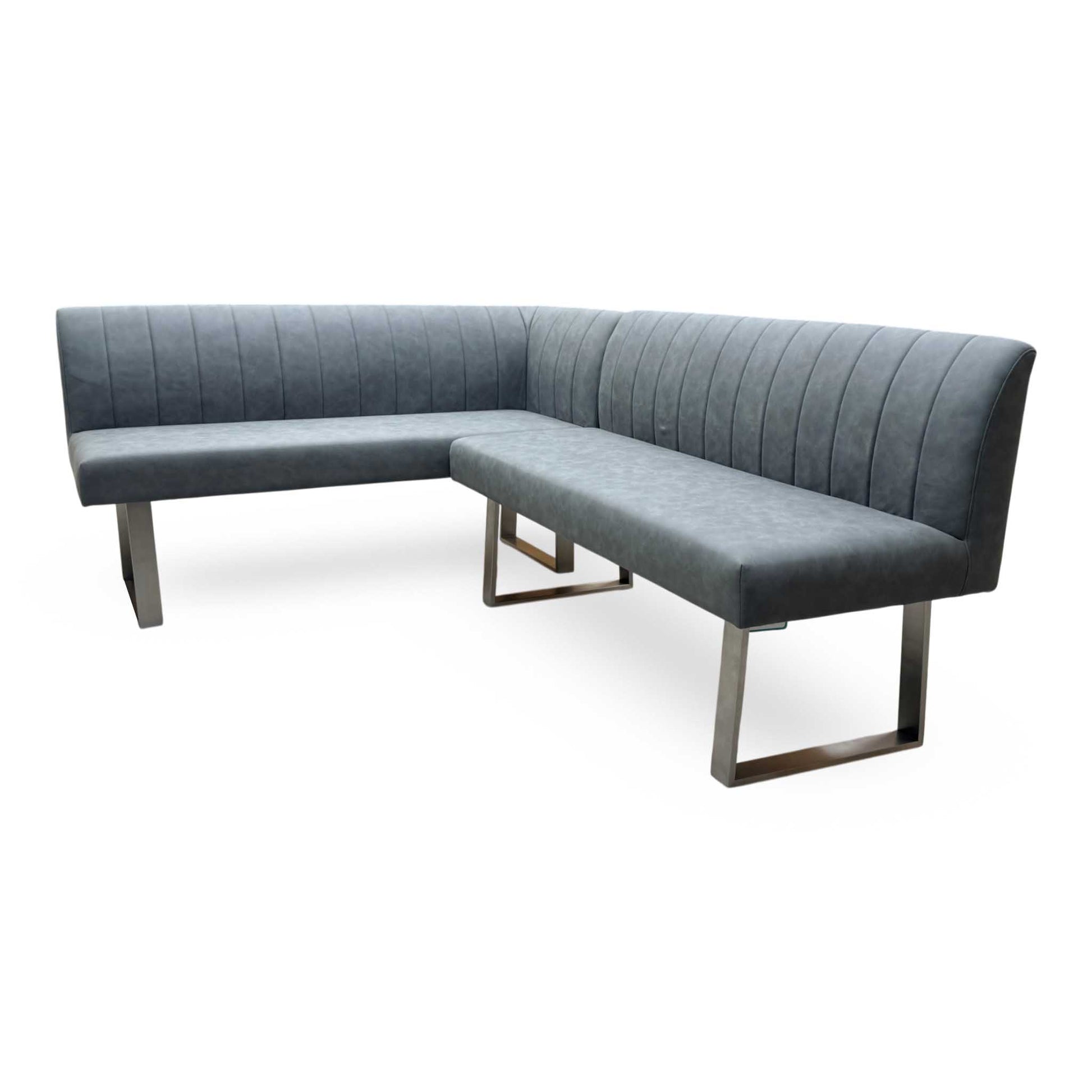 'Grigio' Grey Faux Leather Left-Hand Facing Corner Dining Bench Furniture Village