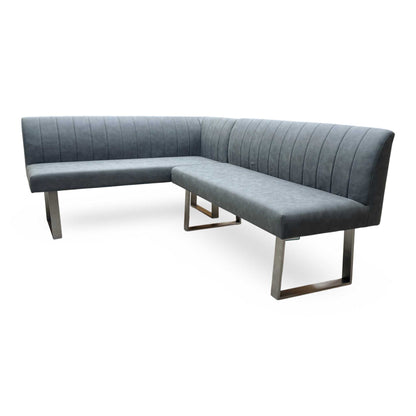 'Grigio' Grey Faux Leather Left-Hand Facing Corner Dining Bench Furniture Village