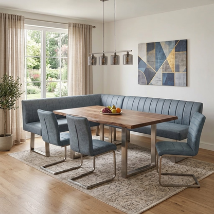 'Grigio' Grey Faux Leather Left-Hand Facing Corner Dining Bench Furniture Village