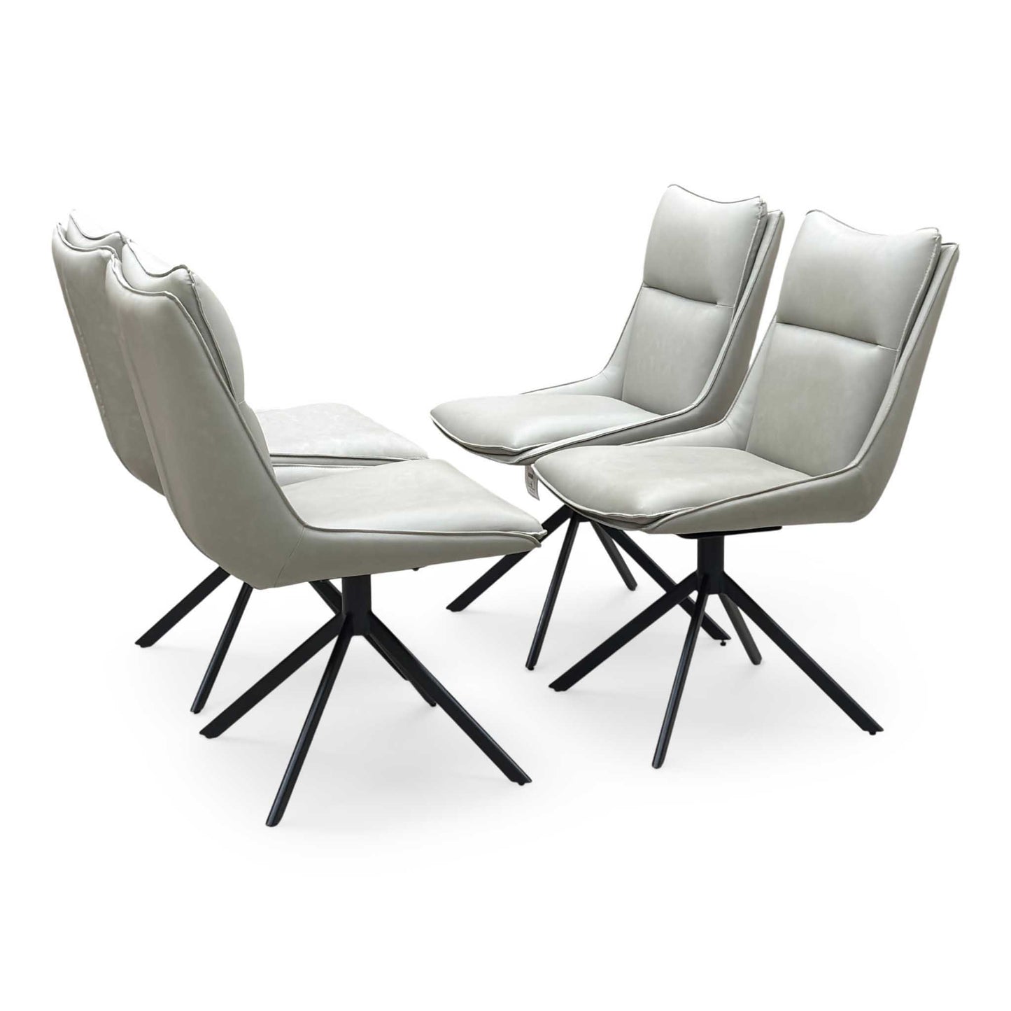 ‘Catalina’ Large Extending Ceramic Top Dining Table with Taupe Faux Leather Set of 4 Swivel Dining Chairs Furniture Village