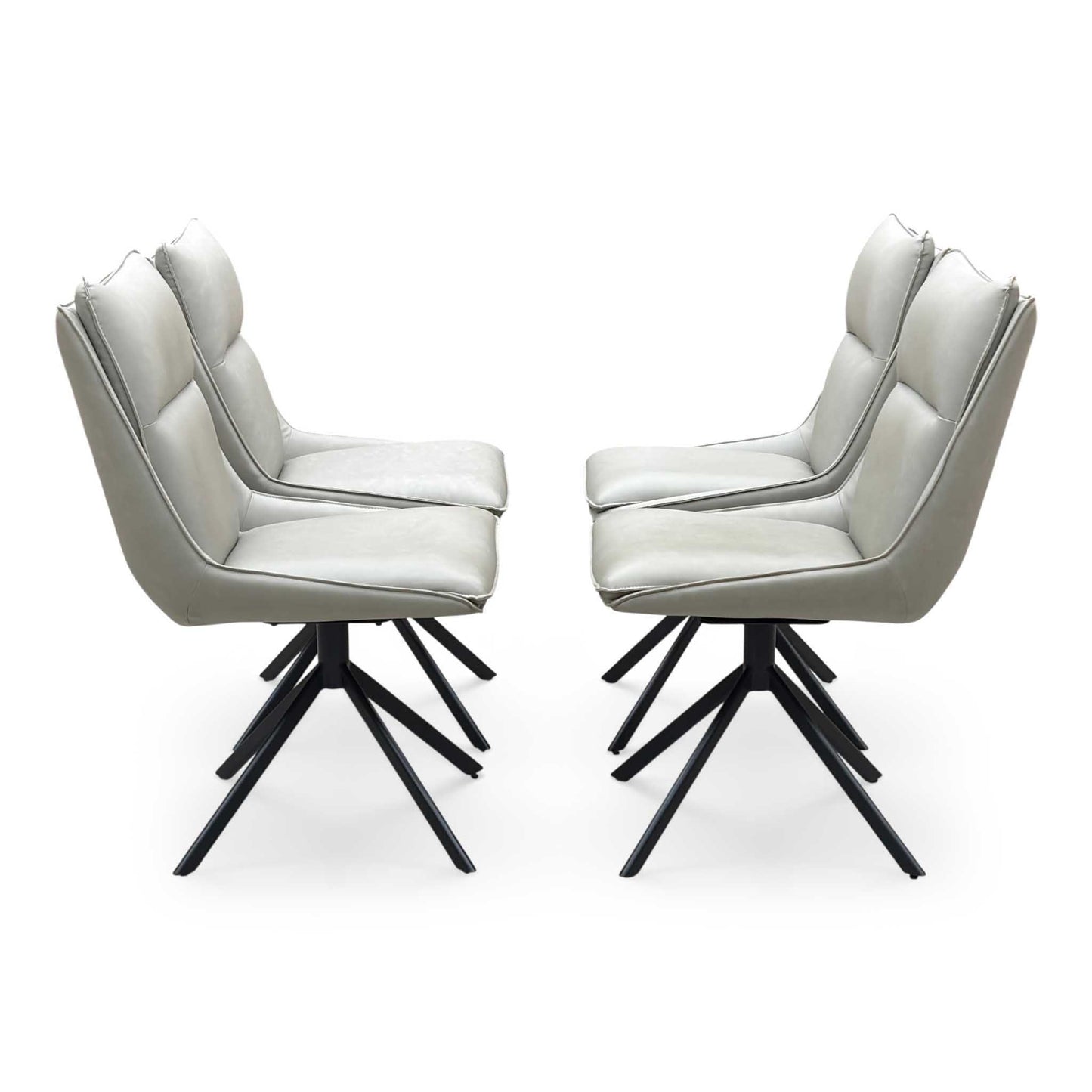 ‘Catalina’ Large Extending Ceramic Top Dining Table with Taupe Faux Leather Set of 4 Swivel Dining Chairs Furniture Village