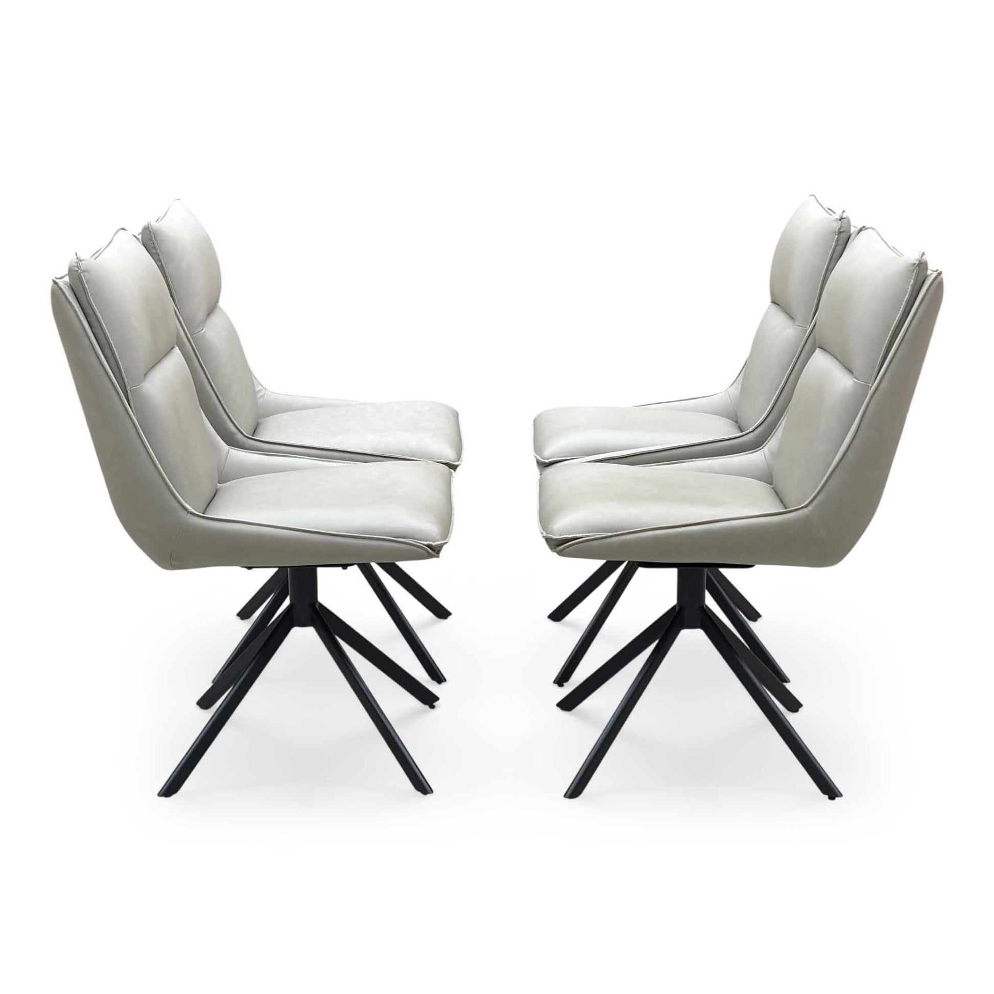 ‘Catalina’ Large Extending Ceramic Top Dining Table with Taupe Faux Leather Set of 4 Swivel Dining Chairs Furniture Village