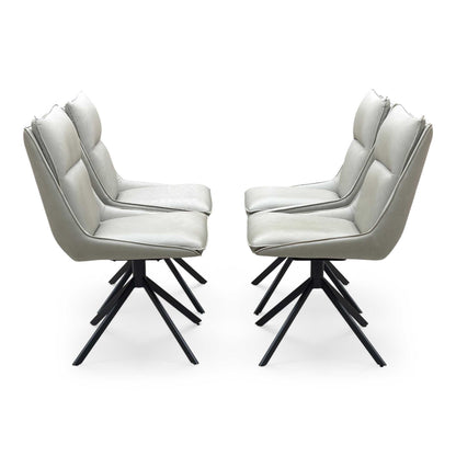 ‘Catalina’ Large Extending Ceramic Top Dining Table with Taupe Faux Leather Set of 4 Swivel Dining Chairs Furniture Village