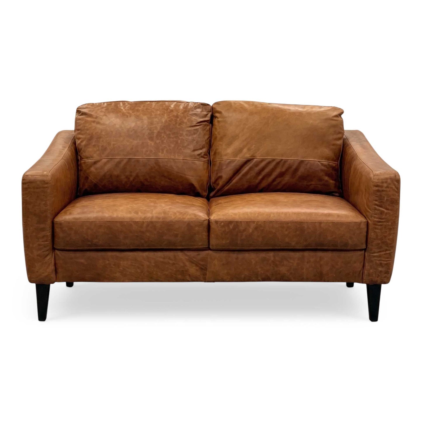 ‘Oslo’ Teak Italian Distressed Leather 2 Seater Sofa Direct From Manufacturer