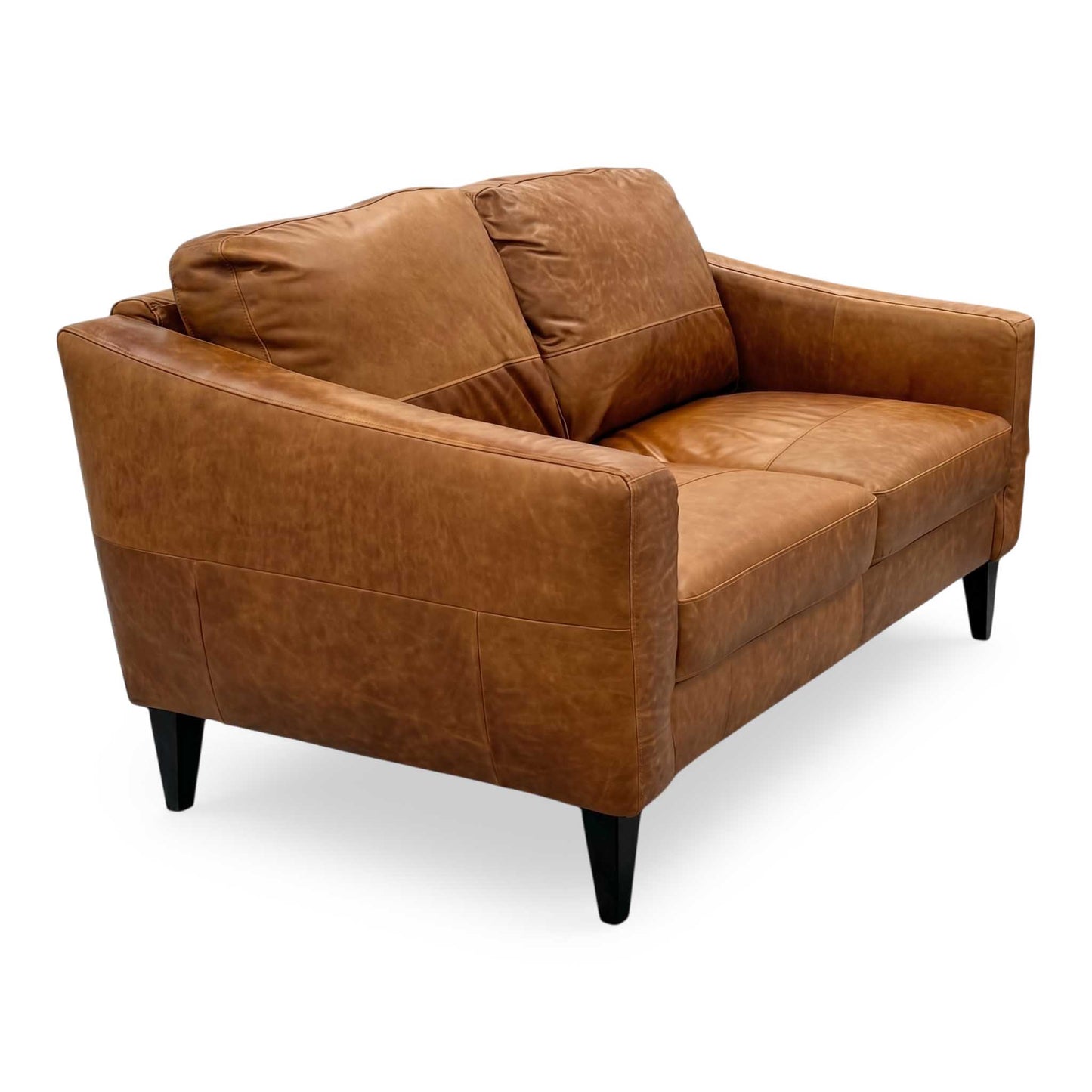 ‘Oslo’ Teak Italian Distressed Leather 2 Seater Sofa Direct From Manufacturer
