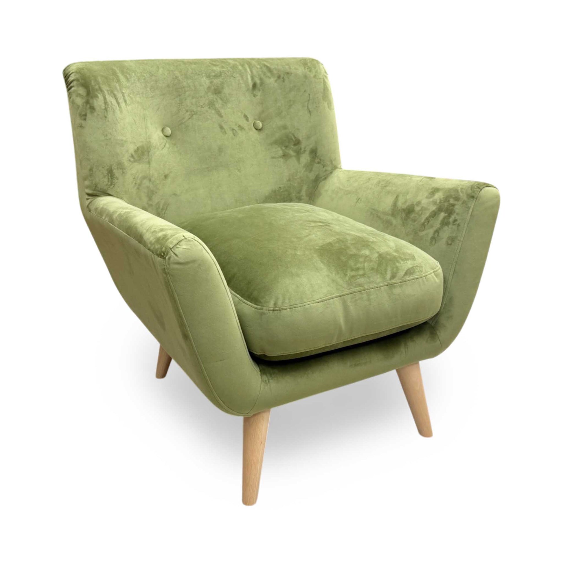 'Retro' Olive Velvet Accent Chair DFS