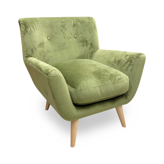 'Retro' Olive Velvet Accent Chair DFS