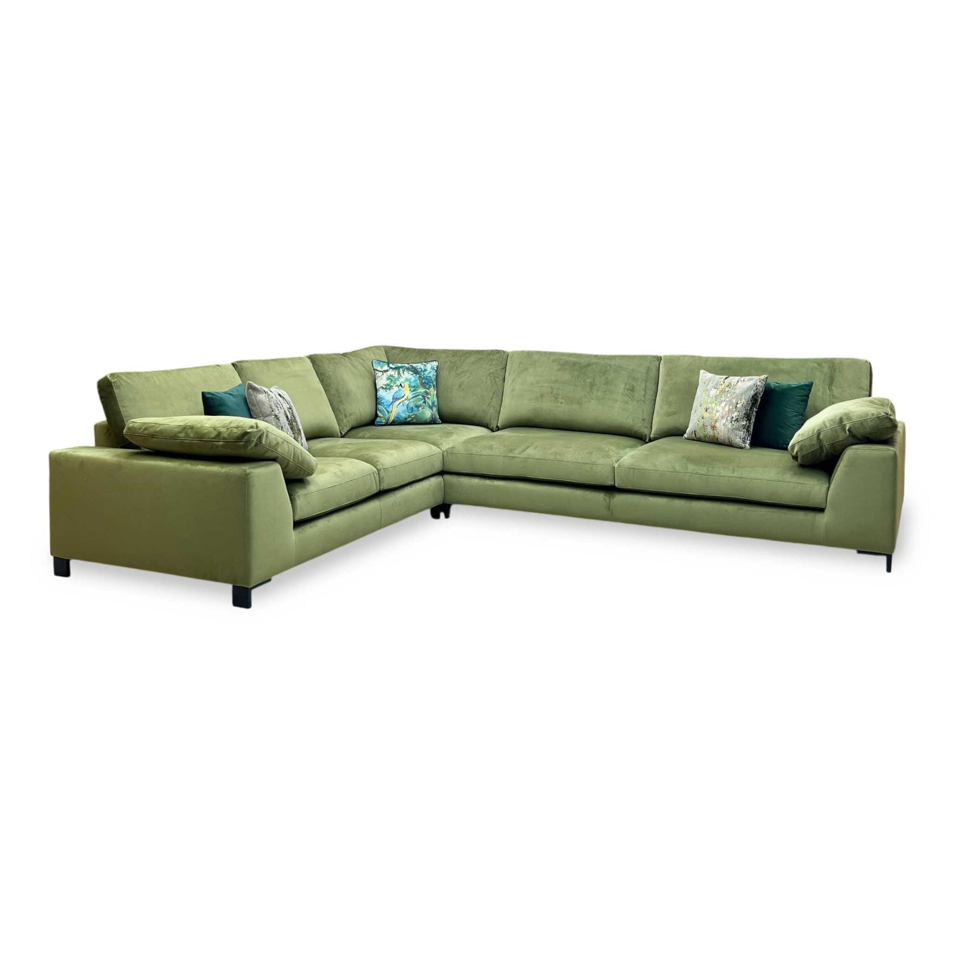 ‘Euphoria’ Olive Green Velvet 2 Corner 3 Sofa DFS