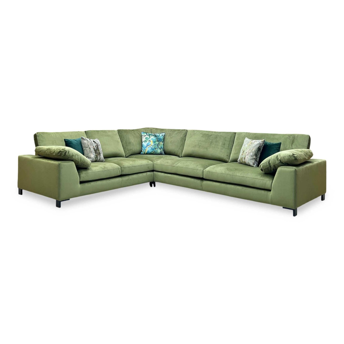 ‘Euphoria’ Olive Green Velvet 2 Corner 3 Sofa DFS