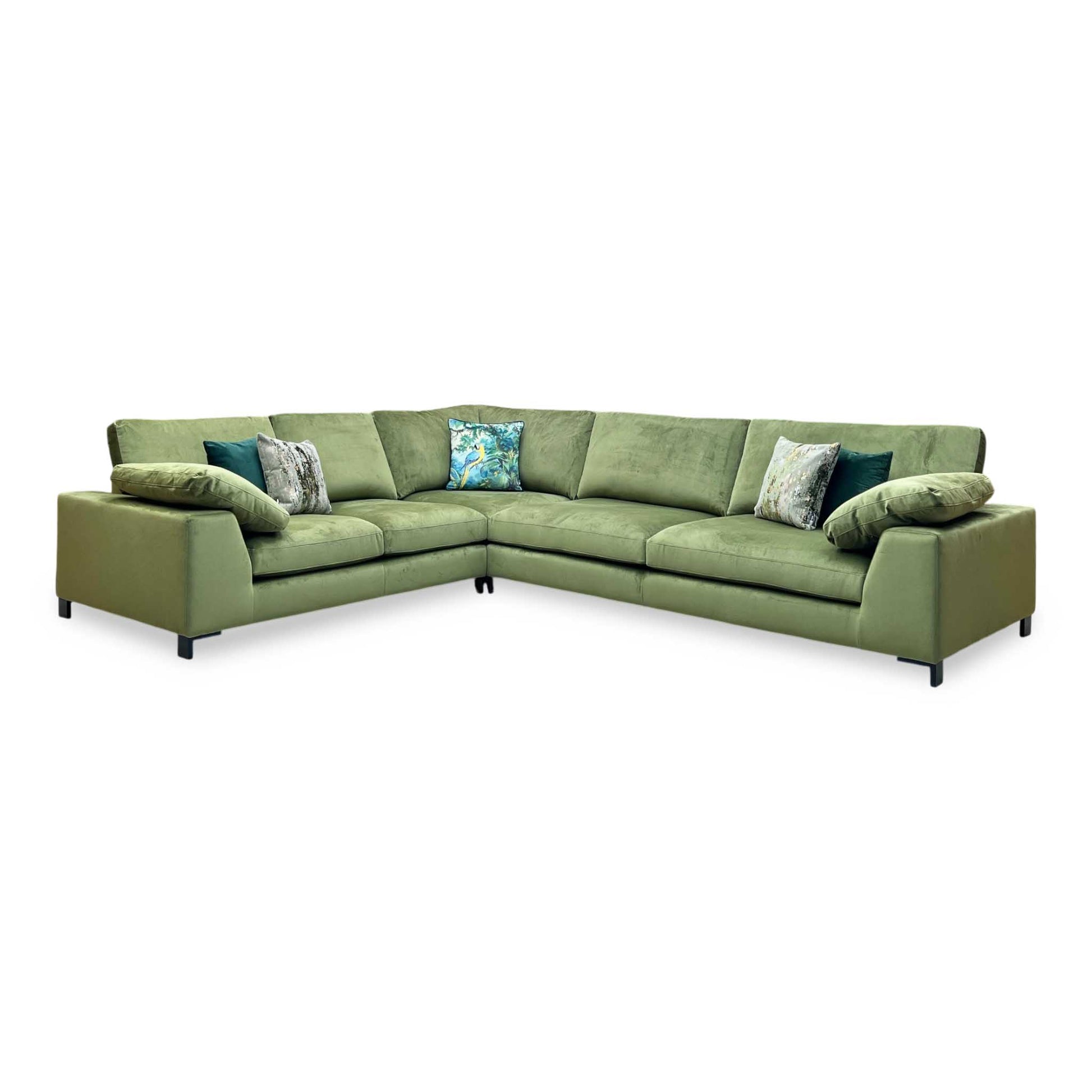 ‘Euphoria’ Olive Green Velvet 2 Corner 3 Sofa DFS