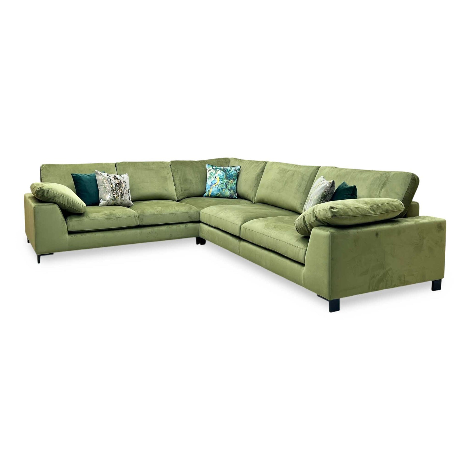 ‘Euphoria’ Olive Green Velvet 2 Corner 3 Sofa DFS