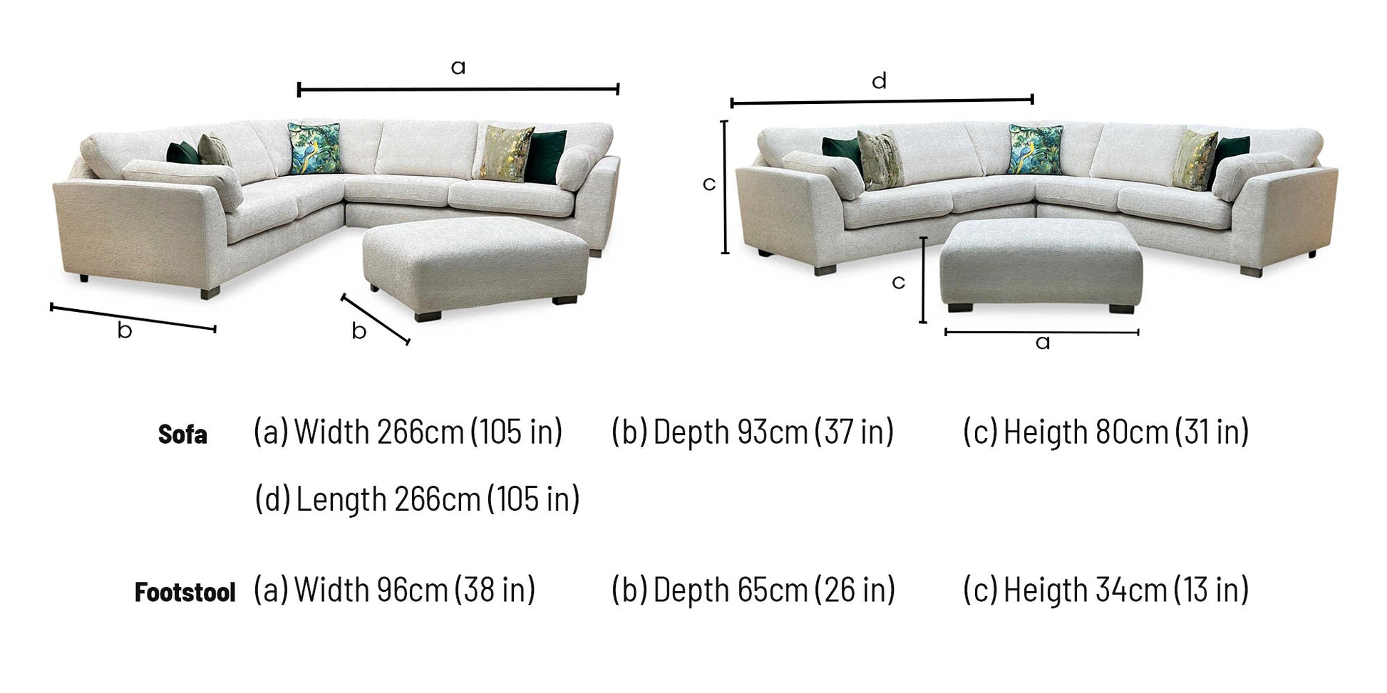 ‘Essie’ Cream Woven Fabric 2 Corner 2 Sofa + Banquette Footstool DFS