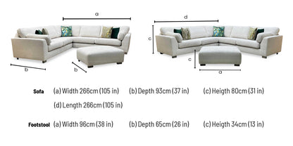 ‘Essie’ Cream Woven Fabric 2 Corner 2 Sofa + Banquette Footstool DFS