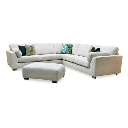 ‘Essie’ Cream Woven Fabric 2 Corner 2 Sofa + Banquette Footstool DFS