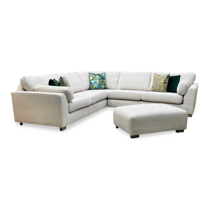 ‘Essie’ Cream Woven Fabric 2 Corner 2 Sofa + Banquette Footstool DFS