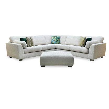 ‘Essie’ Cream Woven Fabric 2 Corner 2 Sofa + Banquette Footstool DFS