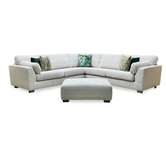 ‘Essie’ Cream Woven Fabric 2 Corner 2 Sofa + Banquette Footstool DFS