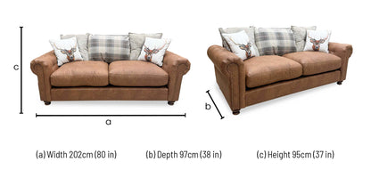 'Mossley' Brown Combination Augustus Suede Fabric Pillow Back 3 Seater Sofa DFS