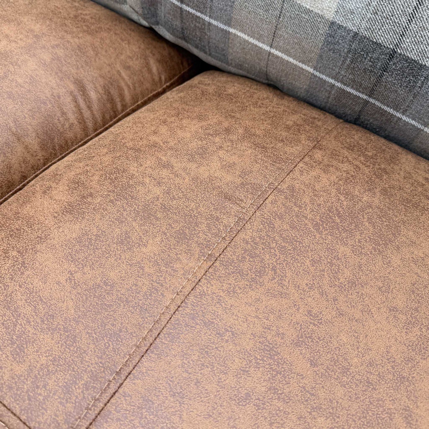 'Mossley' Brown Combination Augustus Suede Fabric Pillow Back 3 Seater Sofa DFS