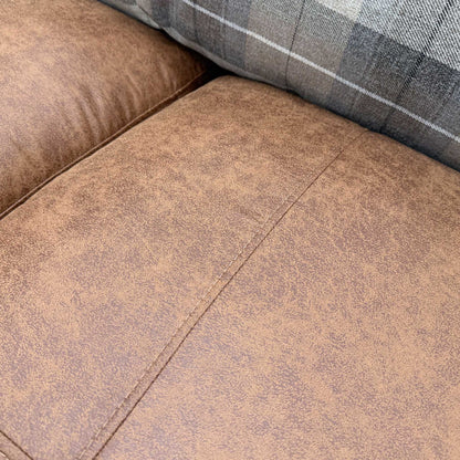 'Mossley' Brown Combination Augustus Suede Fabric Pillow Back 3 Seater Sofa DFS
