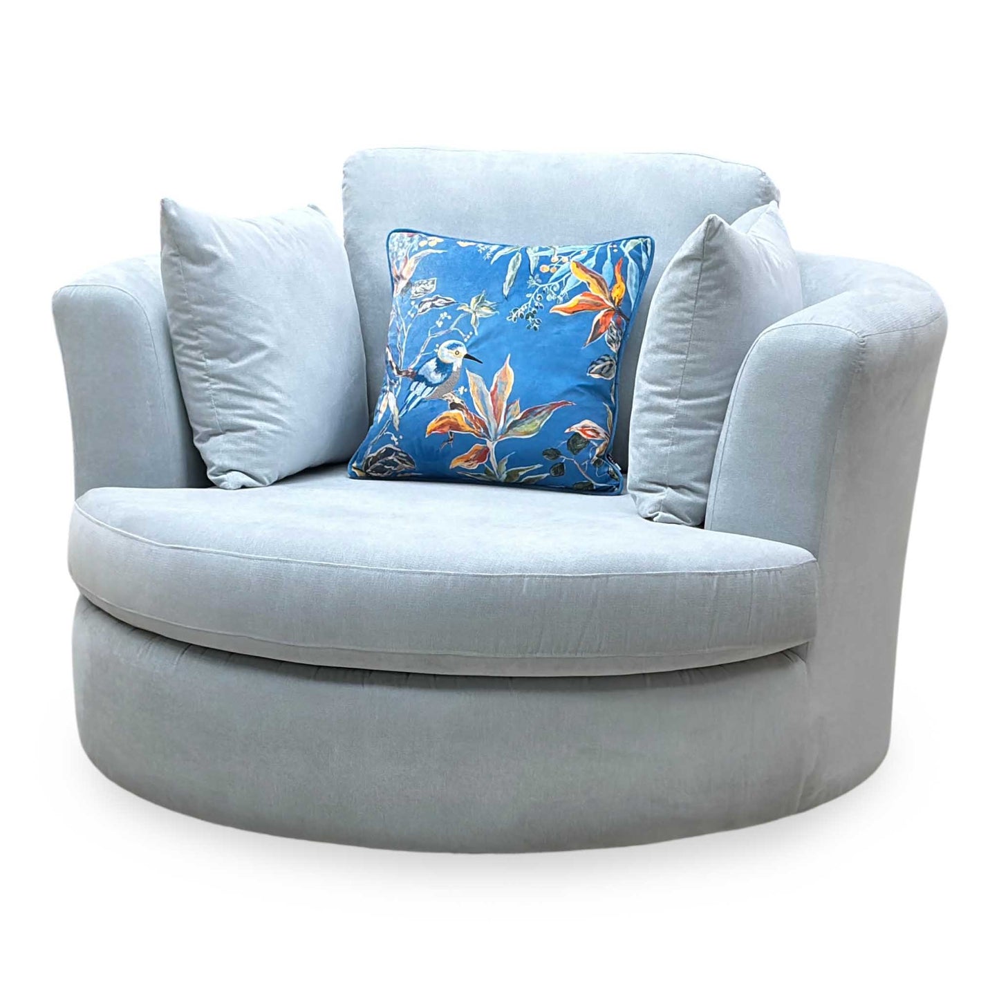 ‘Freya’ Light Blue Freya Fabric Large Swivel Chair DFS
