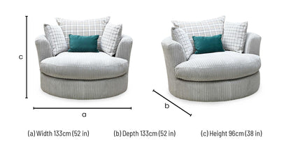 'Celine' Mink and Mocha Celine Cord Fabric Large Swivel Chair DFS
