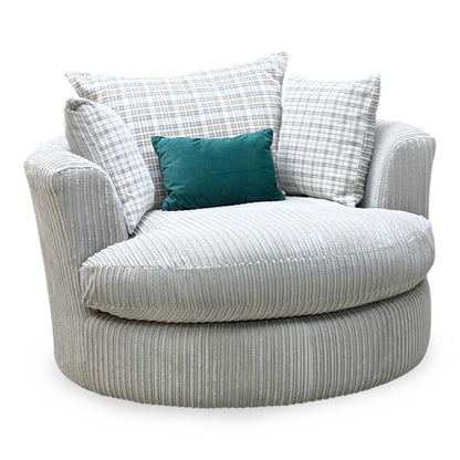 'Celine' Mink and Mocha Celine Cord Fabric Large Swivel Chair DFS