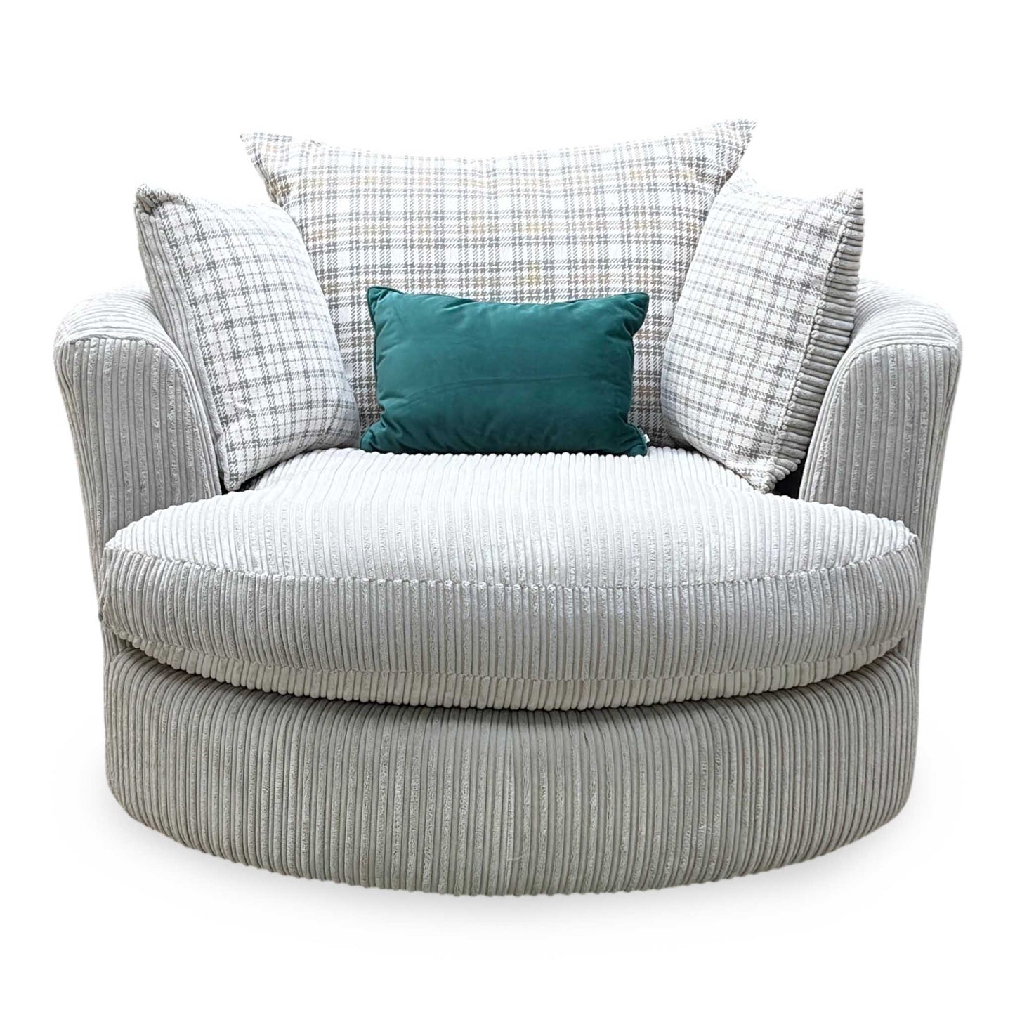 'Celine' Mink and Mocha Celine Cord Fabric Large Swivel Chair DFS