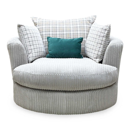 'Celine' Mink and Mocha Celine Cord Fabric Large Swivel Chair DFS
