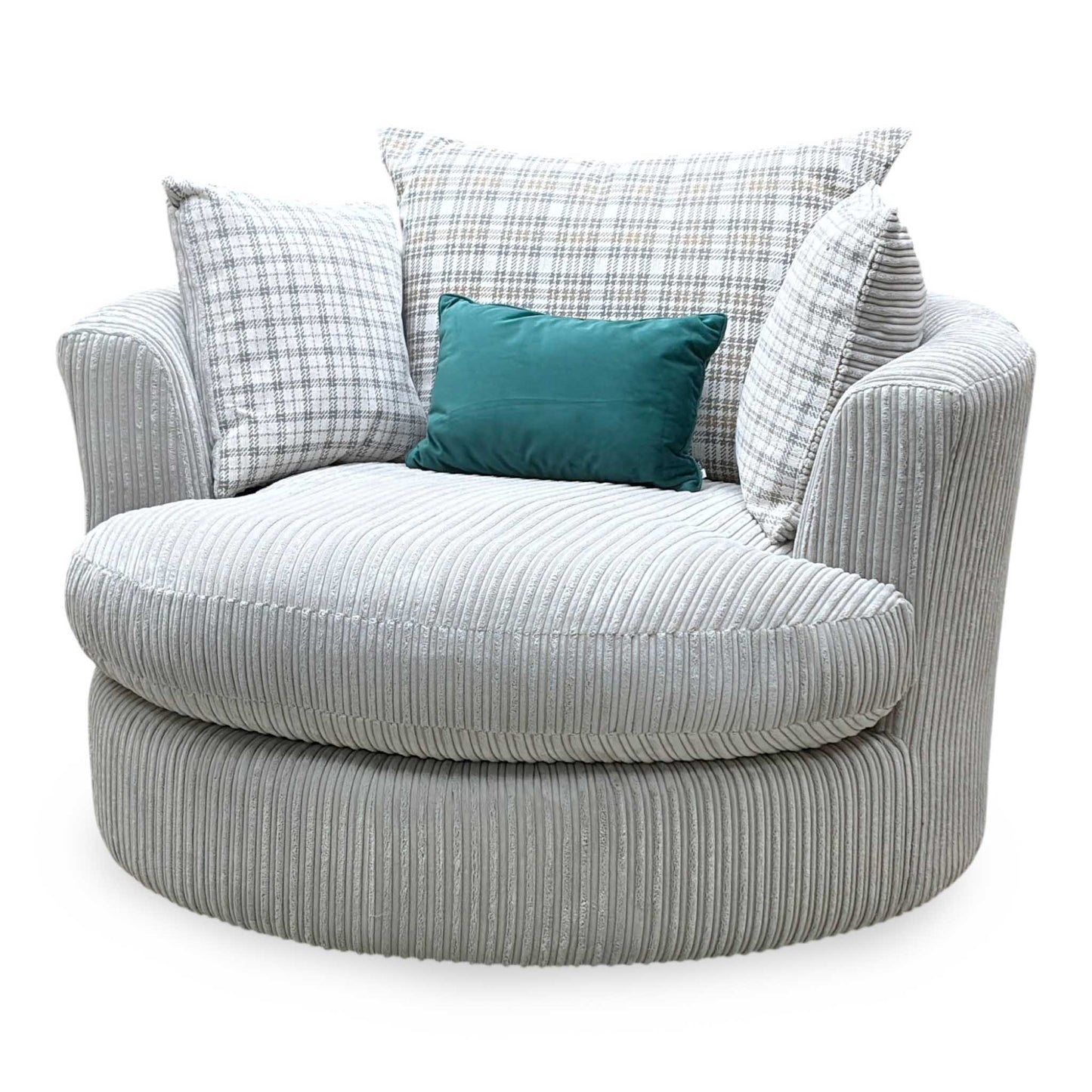 'Celine' Mink and Mocha Celine Cord Fabric Large Swivel Chair DFS