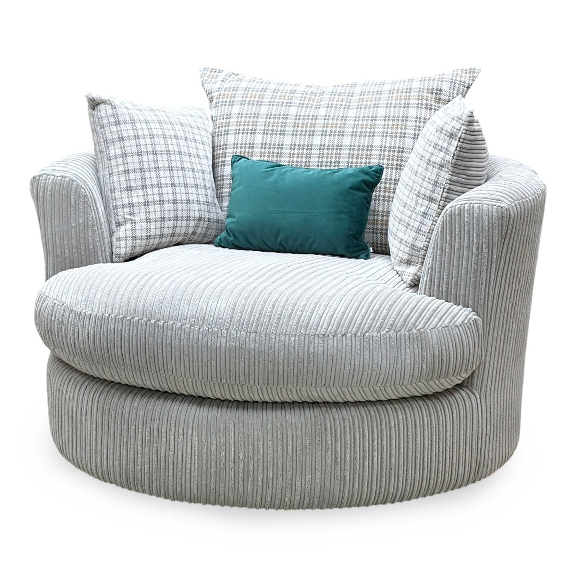 'Celine' Mink and Mocha Celine Cord Fabric Large Swivel Chair DFS