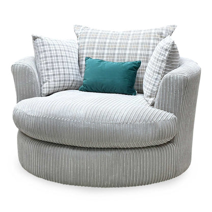 'Celine' Mink and Mocha Celine Cord Fabric Large Swivel Chair DFS