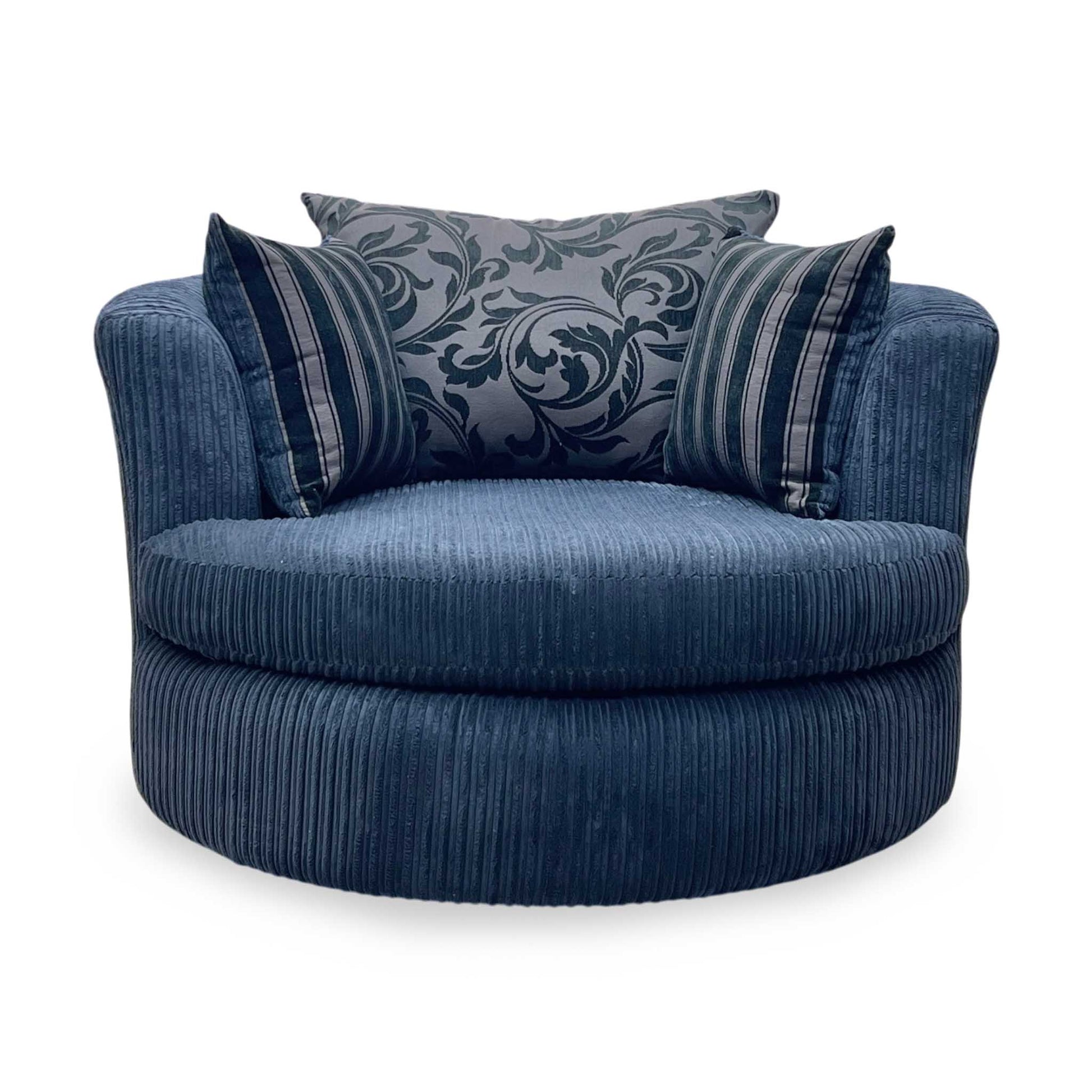 ‘Celine' Black Celine Cord Fabric Large Swivel Chair DFS