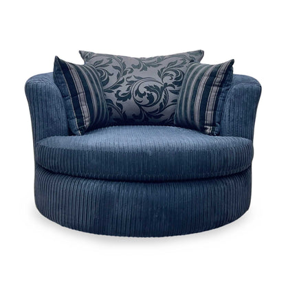 ‘Celine' Black Celine Cord Fabric Large Swivel Chair DFS