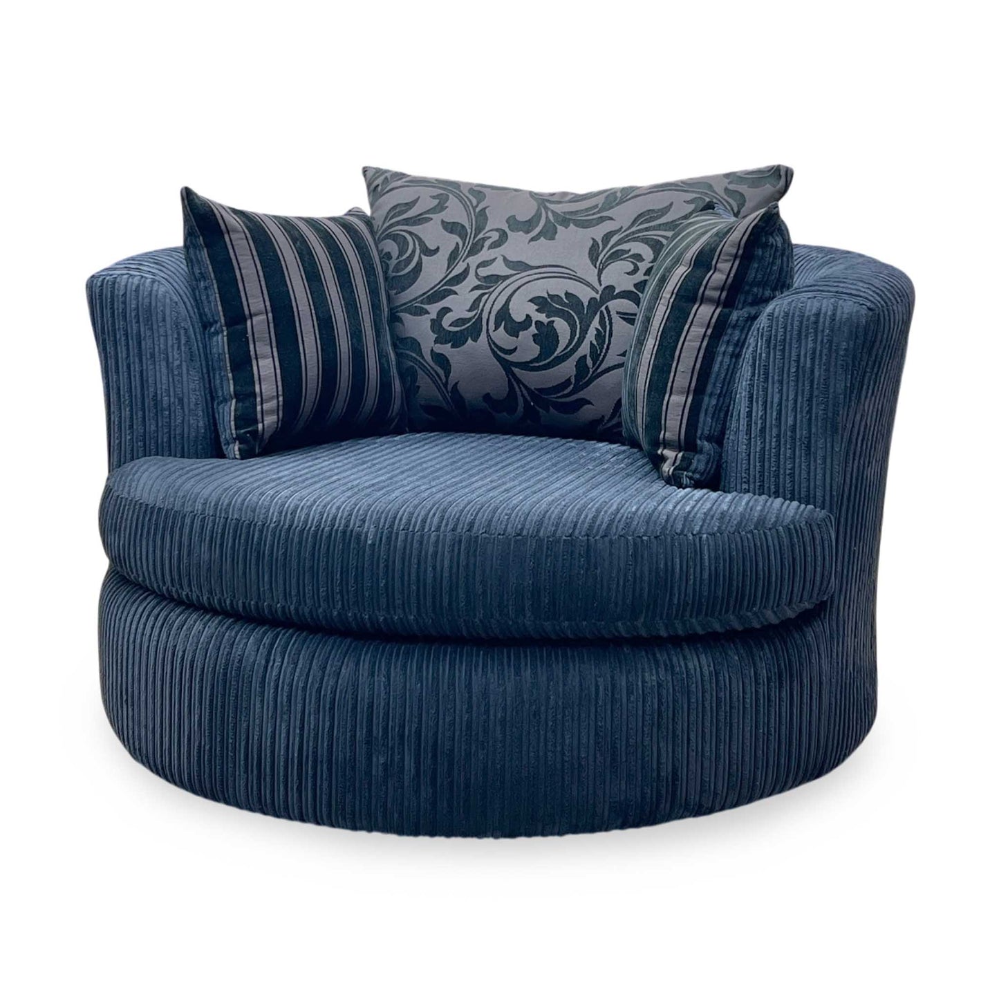 ‘Celine' Black Celine Cord Fabric Large Swivel Chair DFS