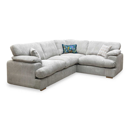 ‘Celine’ Mink and Mocha Celine Cord Fabric Left Arm Facing 2 Seater Formal Back Corner Sofa DFS