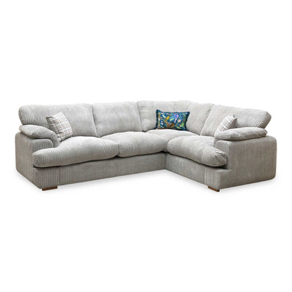 ‘Celine’ Mink and Mocha Celine Cord Fabric Left Arm Facing 2 Seater Formal Back Corner Sofa DFS