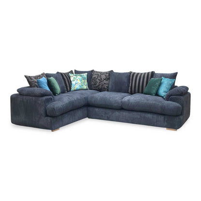 'Celine' Black Celine Cord Fabric Right Arm Facing 2 Seater Pillow Back Corner Sofa DFS