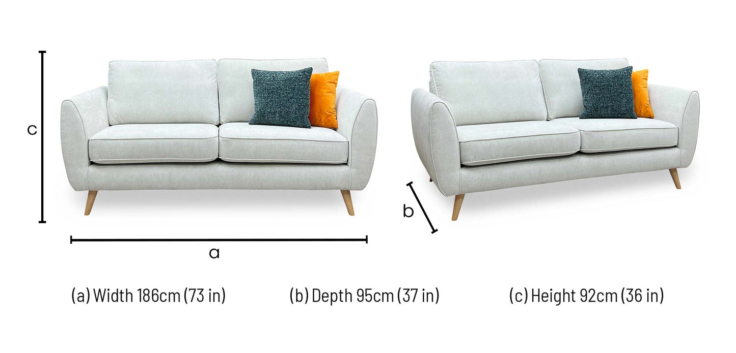 ‘Aurora’ Silver Plaza Linen Fabric 3 Seater Sofa DFS