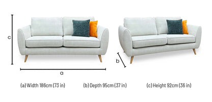 ‘Aurora’ Silver Plaza Linen Fabric 3 Seater Sofa DFS