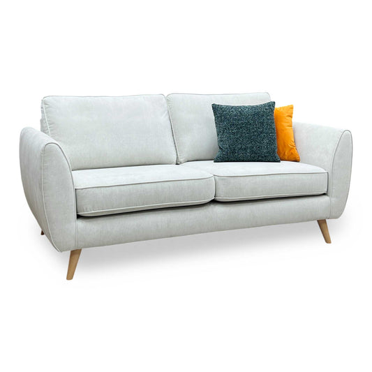 ‘Aurora’ Silver Plaza Linen Fabric 3 Seater Sofa DFS