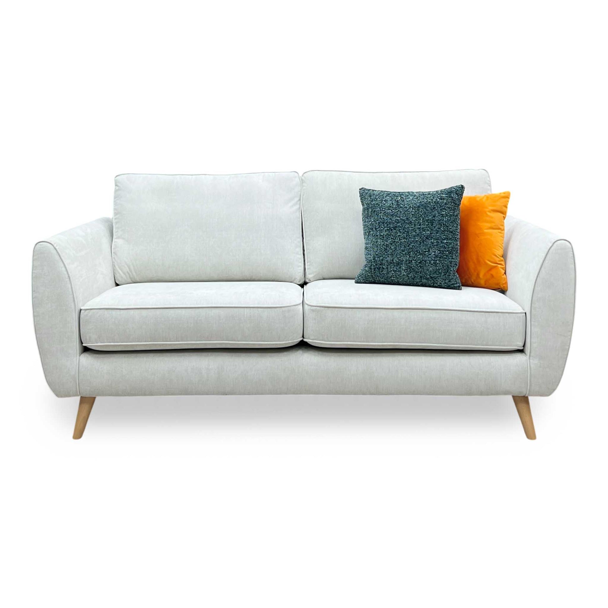 ‘Aurora’ Silver Plaza Linen Fabric 3 Seater Sofa DFS