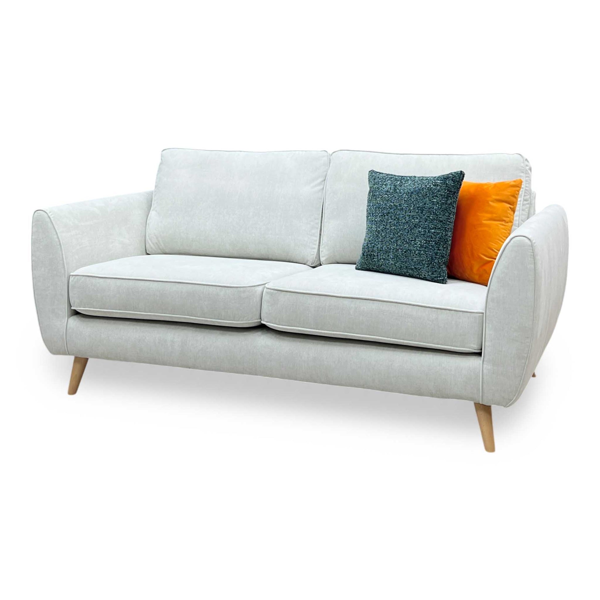 ‘Aurora’ Silver Plaza Linen Fabric 3 Seater Sofa DFS