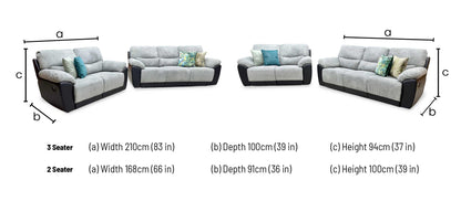 'Sienna' Black Fabric - Faux Leather High Back Manual Recliner 3 + 2 Seater Sofa Set Very.com