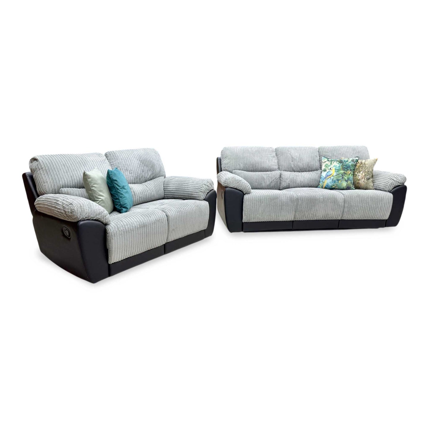 'Sienna' Black Fabric - Faux Leather High Back Manual Recliner 3 + 2 Seater Sofa Set Very.com