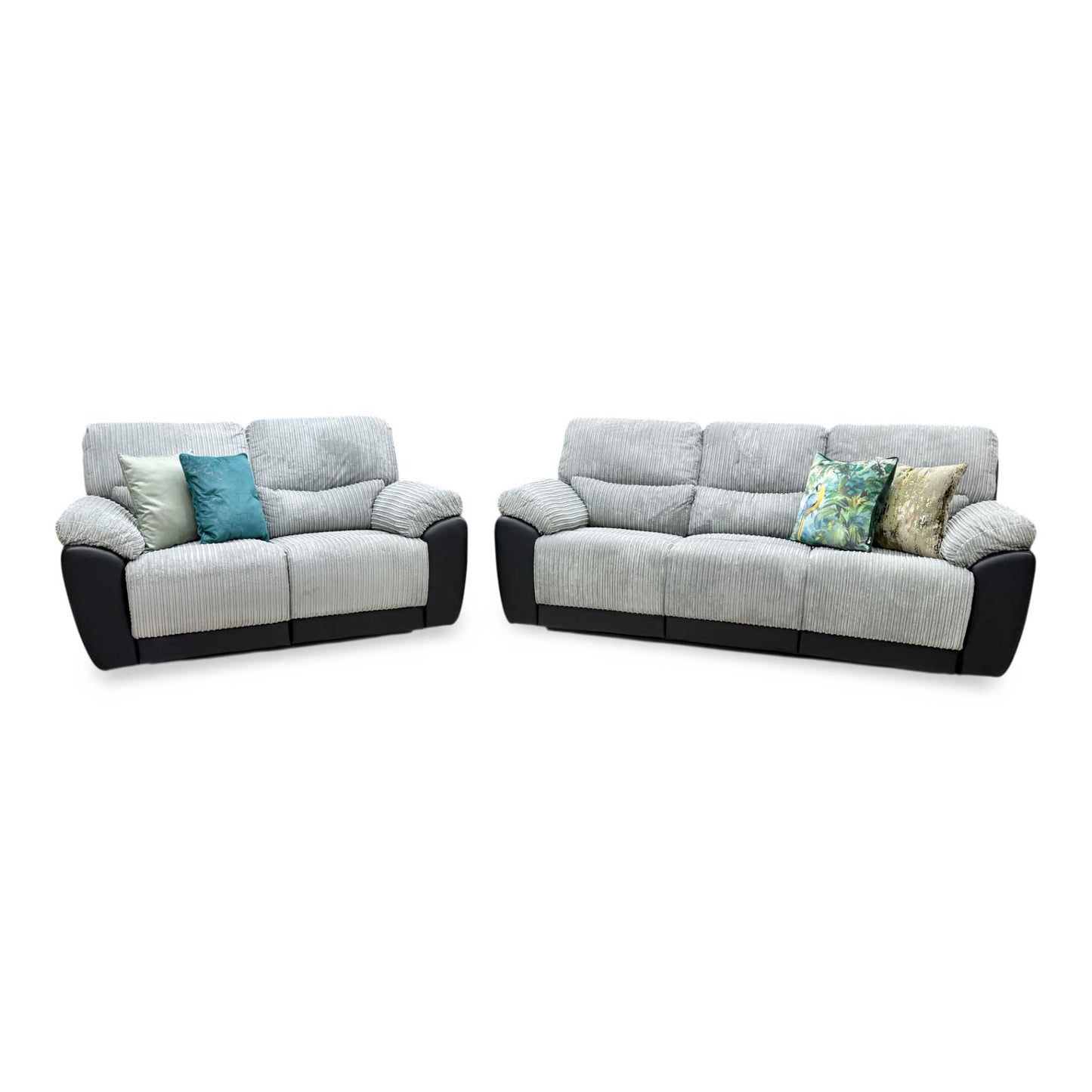 'Sienna' Black Fabric - Faux Leather High Back Manual Recliner 3 + 2 Seater Sofa Set Very.com