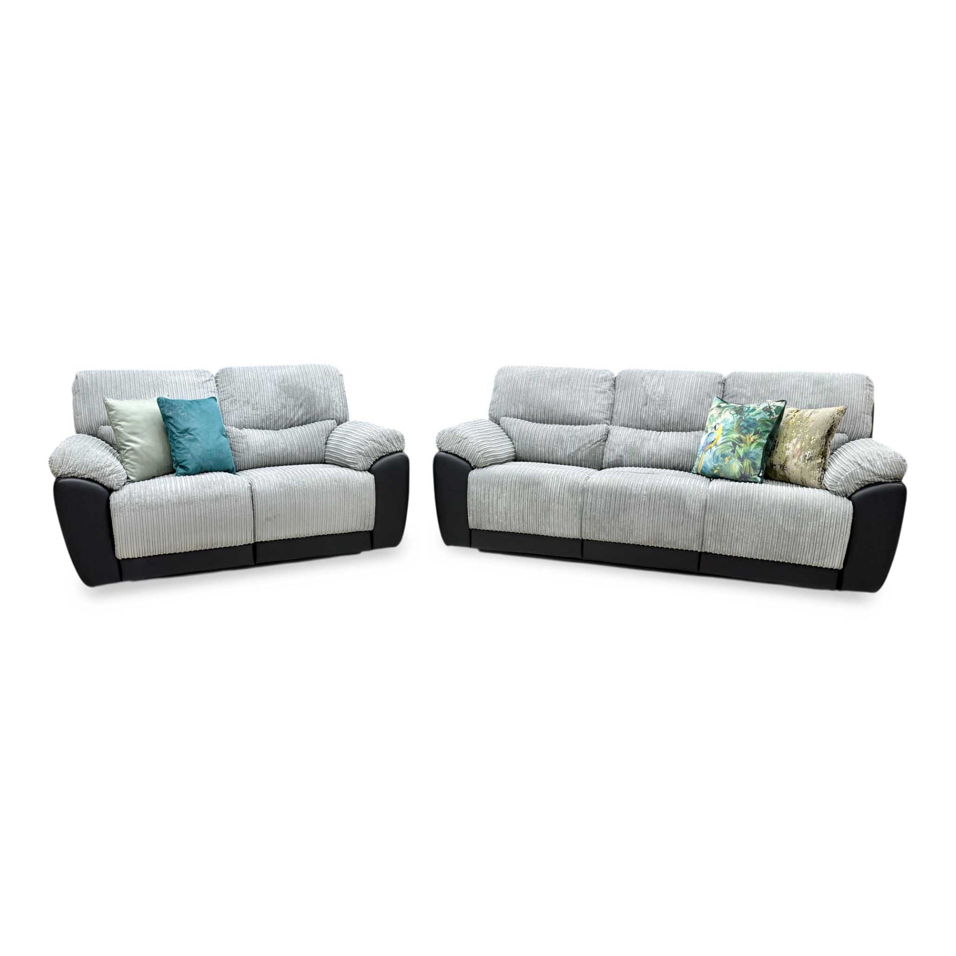 'Sienna' Black Fabric - Faux Leather High Back Manual Recliner 3 + 2 Seater Sofa Set Very.com